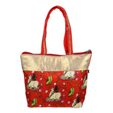 Kuber Industries Hand Purse|Traditional Mini Hand Bag|Silk Wallet Hand Bag|Shagun Hand Purse|Woman Tote Hand Bag|Gifts Hand Bag|Cow-Small Hand Purse|Pack of 2|Red